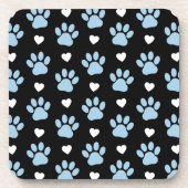 Muster von Paws, Hundeschäften, blauen Paws, weiße Getränkeuntersetzer (Vorderseite)