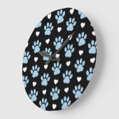 Muster von Paws, Hundeschäften, blauen Paws, weiße Große Wanduhr (Winkel)