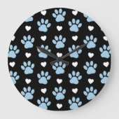 Muster von Paws, Hundeschäften, blauen Paws, weiße Große Wanduhr (Vorderseite)