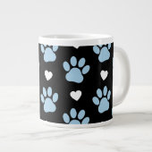 Muster von Paws, Hundeschäften, blauen Paws, weiße Jumbo-Tasse (Vorderseite Rechts)