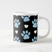 Muster von Paws, Hundeschäften, blauen Paws, weiße Jumbo-Tasse (Rechts)