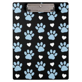Muster von Paws, Hundeschäften, blauen Paws, weiße Klemmbrett