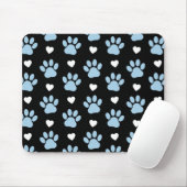 Muster von Paws, Hundeschäften, blauen Paws, weiße Mousepad (Mit Mouse)