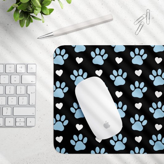 Muster von Paws, Hundeschäften, blauen Paws, weiße Mousepad