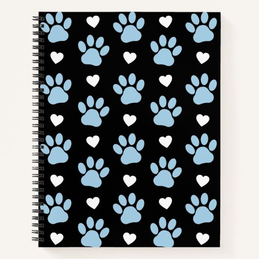 Muster von Paws, Hundeschäften, blauen Paws, weiße Notizblock (Vorderseite)