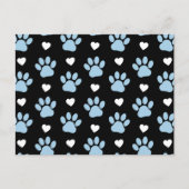 Muster von Paws, Hundeschäften, blauen Paws, weiße Postkarte (Vorderseite)