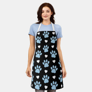 Muster von Paws, Hundeschäften, blauen Paws, weiße Schürze