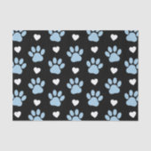 Muster von Paws, Hundeschäften, blauen Paws, weiße Seidenpapier (Vorderseite)