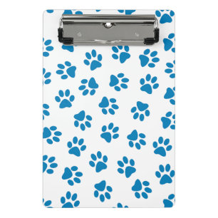 Muster von Paws, Hundeschäften, blauen Pfoten Mini Klemmbrett