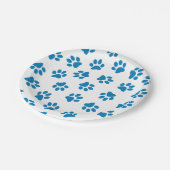 Muster von Paws, Hundeschäften, blauen Pfoten Pappteller (Schrägansicht)