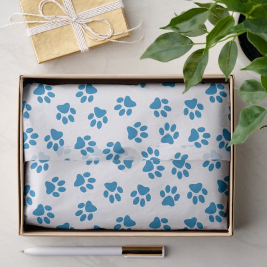 Muster von Paws, Hundeschäften, blauen Pfoten Seidenpapier (Geschenk)