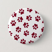 Muster von Paws, Hundeschäften, Burgundy Paws Button (Vorderseite)