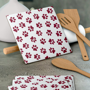 Muster von Paws, Hundeschäften, Burgundy Paws Fliese