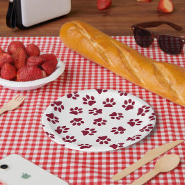 Muster von Paws, Hundeschäften, Burgundy Paws Pappteller