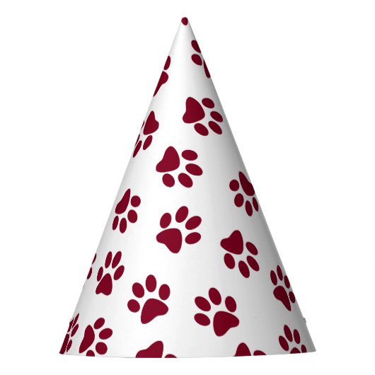 Muster von Paws, Hundeschäften, Burgundy Paws Partyhütchen (Vorderseite)