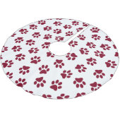 Muster von Paws, Hundeschäften, Burgundy Paws Polyester Weihnachtsbaumdecke (Schrägansicht)