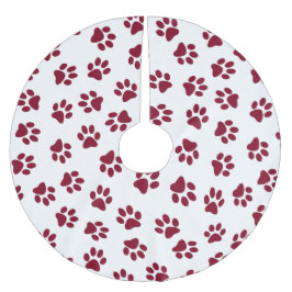 Muster von Paws, Hundeschäften, Burgundy Paws Polyester Weihnachtsbaumdecke