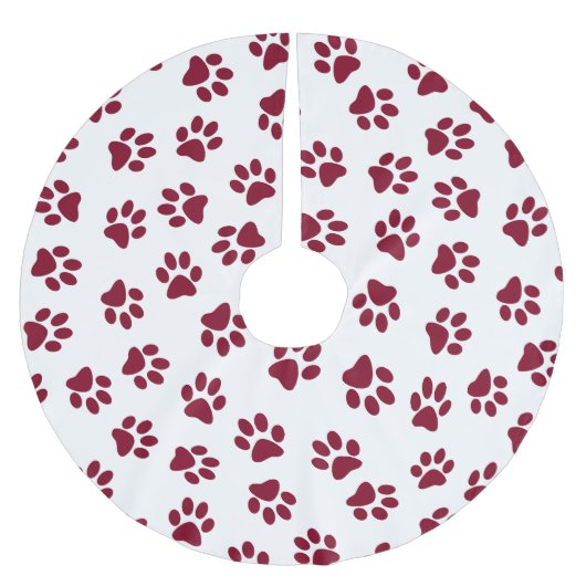 Muster von Paws, Hundeschäften, Burgundy Paws Polyester Weihnachtsbaumdecke (Vorderseite)