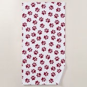 Muster von Paws, Hundeschäften, Burgundy Paws Strandtuch (Vorderseite)