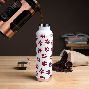 Muster von Paws, Hundeschäften, Burgundy Paws Trinkflasche