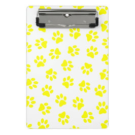 Muster von Paws, Hundeschäften, gelben Pfoten Mini Klemmbrett