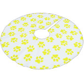Muster von Paws, Hundeschäften, gelben Pfoten Polyester Weihnachtsbaumdecke (Schrägansicht)