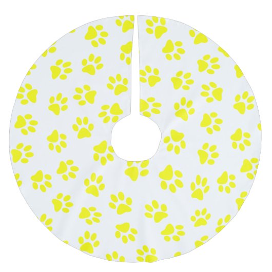 Muster von Paws, Hundeschäften, gelben Pfoten Polyester Weihnachtsbaumdecke (Vorderseite)