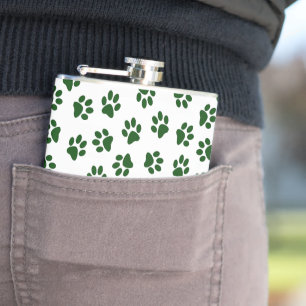 Muster von Paws, Hundeschäften, grünen Pfoten Flachmann