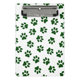Muster von Paws, Hundeschäften, grünen Pfoten Mini Klemmbrett
