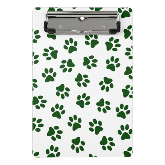 Muster von Paws, Hundeschäften, grünen Pfoten Mini Klemmbrett (Vorderseite)
