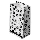 Muster von Paws, Hundeschäften, Katzenpaws, schwar Kleine Geschenktüte (Vorderseite Schrägansicht)