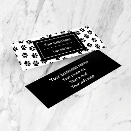 Muster von Paws, Hundeschäften, Katzenpaws, schwar Mini Visitenkarte