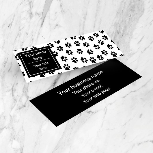 Muster von Paws, Hundeschäften, Katzenpaws, schwar Mini Visitenkarte