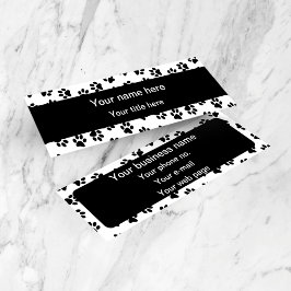 Muster von Paws, Hundeschäften, Katzenpaws, schwar Mini Visitenkarte