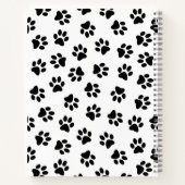 Muster von Paws, Hundeschäften, Katzenpaws, schwar Notizblock (Rückseite)