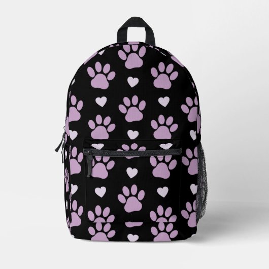 Muster von Paws, Hundeschäften, Lilac-Pfoten, Herz Bedruckter Rucksack (Vorderseite)