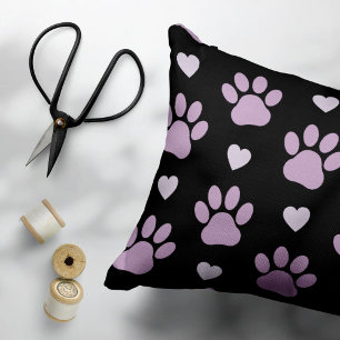 Muster von Paws, Hundeschäften, Lilac-Pfoten, Herz Dekokissen