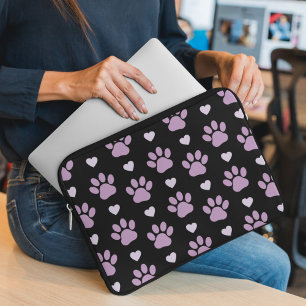 Muster von Paws, Hundeschäften, Lilac-Pfoten, Herz Laptopschutzhülle