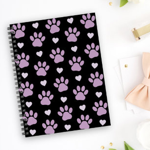 Muster von Paws, Hundeschäften, Lilac-Pfoten, Herz Notizblock