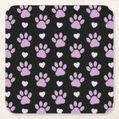 Muster von Paws, Hundeschäften, Lilac-Pfoten, Herz Rechteckiger Pappuntersetzer (Vorderseite)