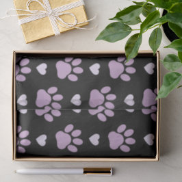 Muster von Paws, Hundeschäften, Lilac-Pfoten, Herz Seidenpapier