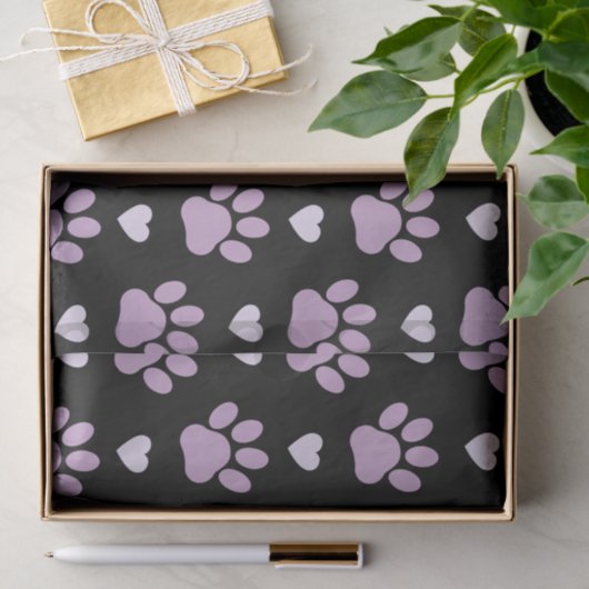 Muster von Paws, Hundeschäften, Lilac-Pfoten, Herz Seidenpapier (Geschenk)