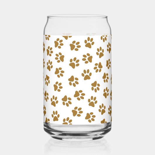 Muster von Paws, Hundeschäften, orangefarbene Gold Dosenglas (Rückseite)