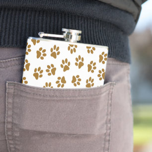 Muster von Paws, Hundeschäften, orangefarbene Gold Flachmann