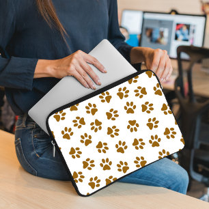Muster von Paws, Hundeschäften, orangefarbene Gold Laptopschutzhülle