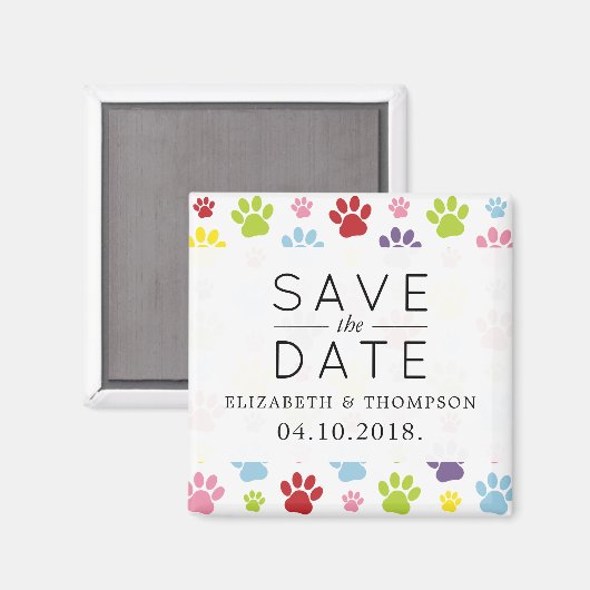 Muster von Paws, Hundeschäften, Save the Date Magnet (Vorderseite/Rückseite)