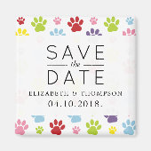 Muster von Paws, Hundeschäften, Save the Date Magnet (Vorne)