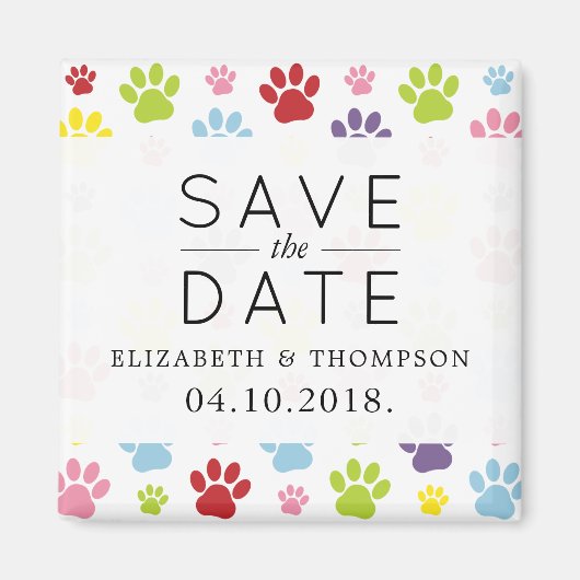 Muster von Paws, Hundeschäften, Save the Date Magnet (Vorne)