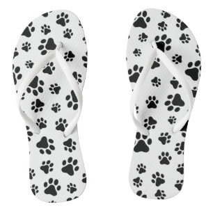 Muster von Paws, Hundeschäften, Schwarz und Weiß Badesandalen