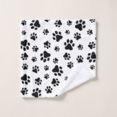 Muster von Paws, Hundeschäften, Schwarz und Weiß Badhandtuch Set (Waschlappen)